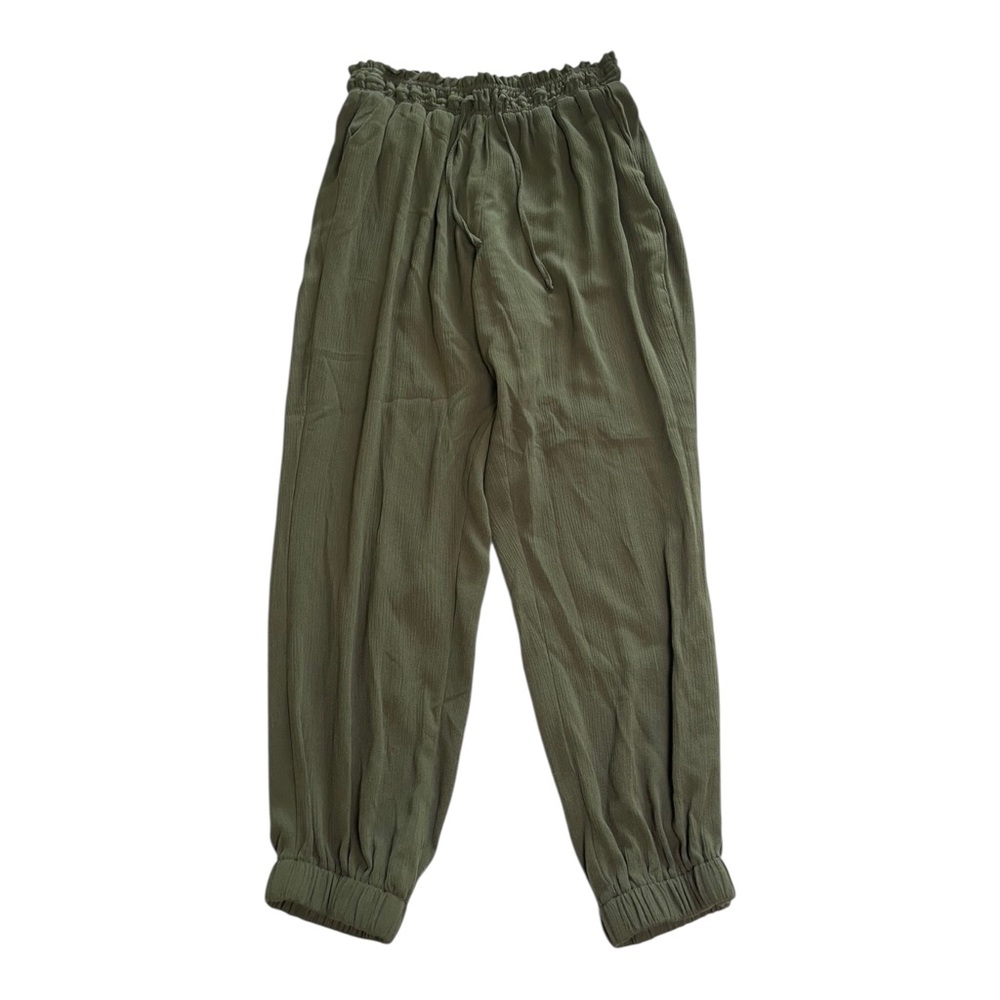 Torrid Womens Green Jogger Pants Paperbag Drawstring Waist Size 00 Medium/Large